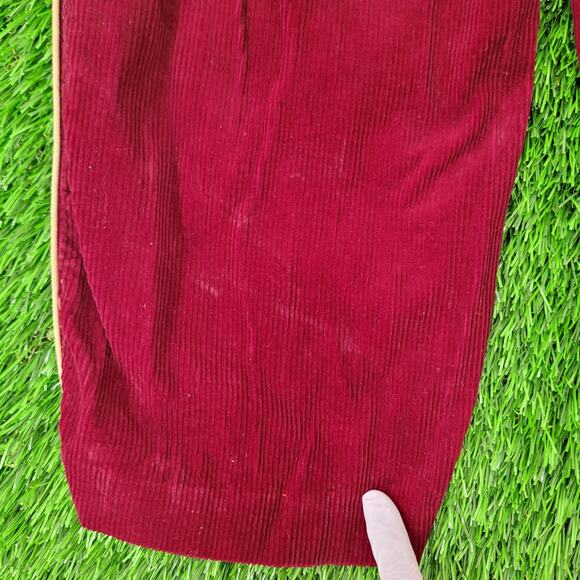 Vintage 70s MOD High-Waist Corduroy Pants 28x27 Burgundy - Picture 3 of 16